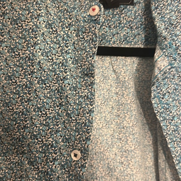 Blue floral short sleeve button down shirt - Picture 4 of 5